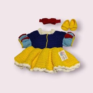 Crochet Dress Set with Headband and Shoes